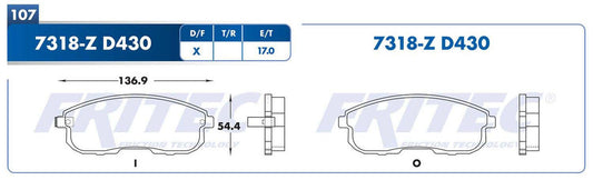 M-7318-Z BALATAS (7318-D430) R.D. ALTIMA 1993-2001 NISSAN ALTIMA 1996-1997 NISSAN