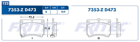 M-7353-Z BALATAS (7353-D473) R.D. ESCORT 1991-2003 MAZDA MX-3 1992-1996 MAZDA PROTEGE 1990-1994 MERCURY TRACER 1991-1 FORD