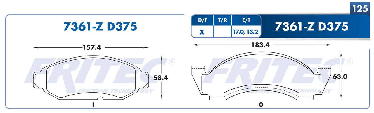 M-7361-Z BALATAS (7361-D375) R.D. TRUCK BRONCO 1987-1993 FORD TRUCK E-150 ECONOLINE 1986-1993 FORD TRUCK F-150 1986-1 FORD