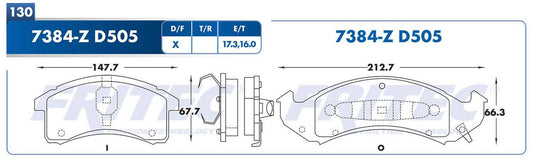 M-7384-Z BALATAS (7384-D505) R.D. LESABRE 1992-1993 BUICK PARK AVENUE 1991-1993 BUICK RIVIERA 1992-1993 CADILLAC ALLA BUICK