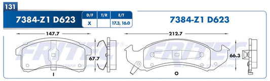 M-7384-Z1 BALATAS (7384-D623) R.D. LESABRE 1994-1999 BUICK PARK AVENUE 1994-1996 BUICK RIVIERA 1995-1996 CADILLAC DEVI BUICK