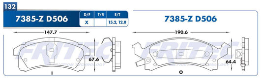 M-7385-Z BALATAS (7385-D506) R.D. SKYLARK 1990-1996 CHEVROLET BERETTA 1992-1995 CHEVROLET CAVALIER 1992-2005 CHEVROLE BUICK