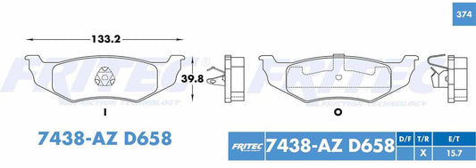 M-7438-AZ BALATAS (7438A-D658) R.T. 300M 1999-2004 CHRYSLER CONCORDE 1995-2004 CHRYSLER INTREPID 1995-2004 CHRYSLER LE CHRYSLER