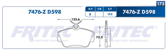 M-7476-Z BALATAS (7476-D598) R.D. SABLE 2001-2005 FORD TAURUS 1995-1999 LINCOLN CONTINENTAL 1995-2002 LINCOLN MARK VI FORD