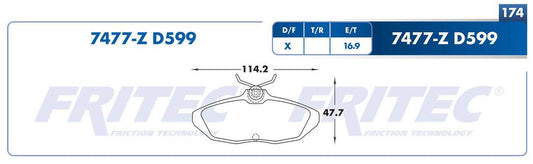 M-7477-Z BALATAS (7477-D599) R.T. COUGAR 1993-1997 FORD THUNDERBIRD 1993-1997 FORD THUNDERBIRD 2002-2005 JAGUAR S-TYP FORD