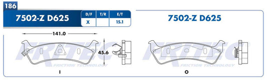 M-7502-Z BALATAS (7502-D625) R.T. GRAND CHEROKEE 1994-1996 JEEP