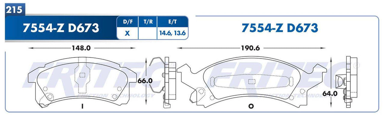 M-7554-Z BALATAS (7554-D673) R.D. SKYLARK 1996-1998 CHEVROLET BERETTA 1996-1996 CHEVROLET CAVALIER 2000-2002 CHEVROLE BUICK