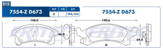 M-7554-Z BALATAS (7554-D673) R.D. SKYLARK 1996-1998 CHEVROLET BERETTA 1996-1996 CHEVROLET CAVALIER 2000-2002 CHEVROLE BUICK