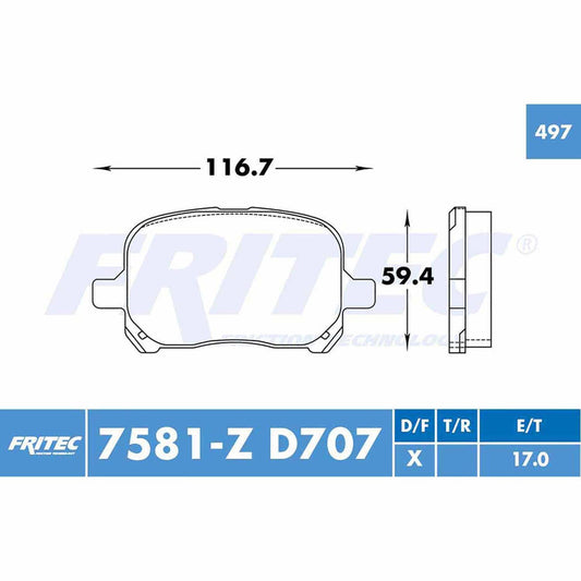 M-7581-Z BALATAS (7581-D707) R.D. ES300 1997-2000 LEXUS TRUCK RX300 1999-2000 TOYOTA AVALON 1995-2004 TOYOTA SOLARA 1 LEXUS