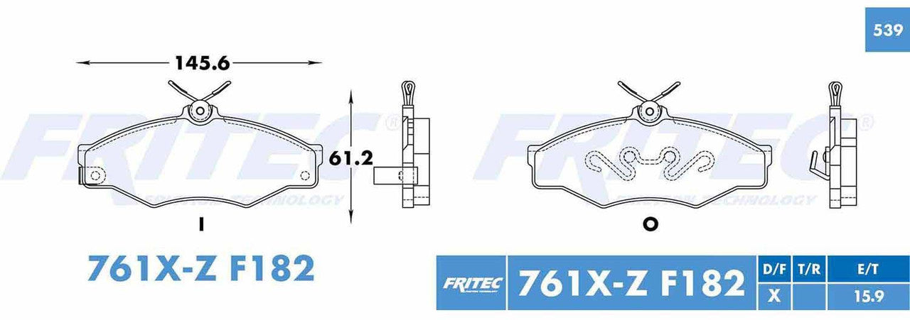 M-761X-Z BALATAS (761X-F182) R.D. TRUCK HI-LUX 2011-2012 TOYOTA