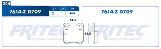 M-7614-Z BALATAS (7614-D709) R.T. 900 1997-1998 SAAB 9000 1997-1998 SAAB 9-3 1999-2003 SAAB 9-5 1999-1999 SAAB