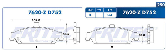 M-7620-Z PADS (7620-D752) RD GRAND AM 1999-2001 GENERAL MOTORS