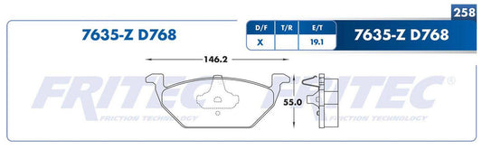 M-7635-Z PADS (7635-D768) RD BEETLE 1998-1998 VOLKSWAGEN LUPO 2005-2009 VOLKSWAGEN