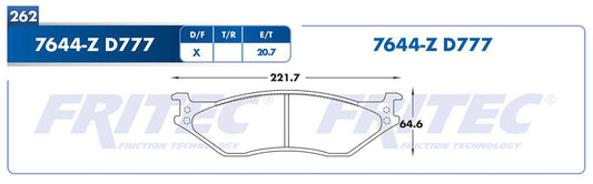 M-7644-Z PADS (7644-D777) RDRT TRUCK E-550 ECONOLINE SUPER DUTY 2002-2002 FORD TRUCK E-550 SUPER DUTY 2003-20 FORD