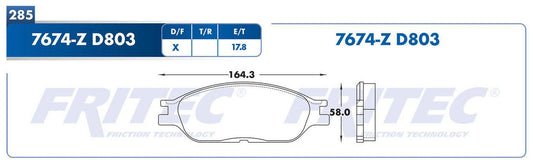 M-7674-Z BALATAS (7674-D803) R.D. TRUCK WINDSTAR 1999-2003 FORD