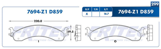 M-7694-Z1 BALATAS (7694-D859) R.D. TRUCK RAM 2500 2001-2002 DODGE TRUCK RAM 3500 2001-2002 DODGE