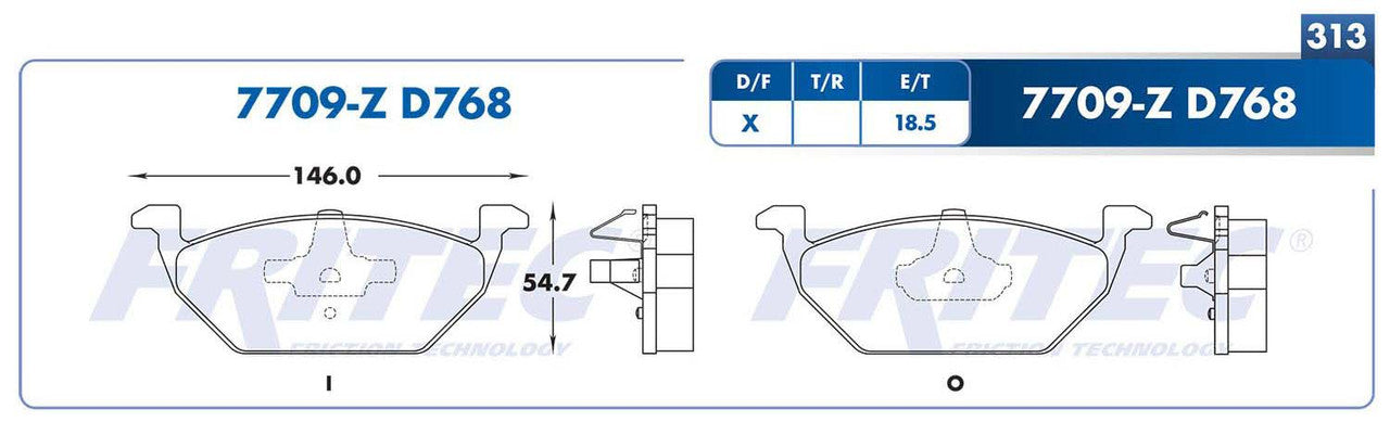 M-7709-Z BALATAS (7709-D768) R.D. TOLEDO R15 2001-2007 VOLKSWAGEN BEETLE 1999-2011 VOLKSWAGEN BEETLE ROTOR 280MM 2011 SEAT