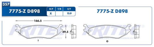 M-7775-Z BALATAS (7775-D898) R.T. TRUCK RAM 1500 2002-2003 DODGE