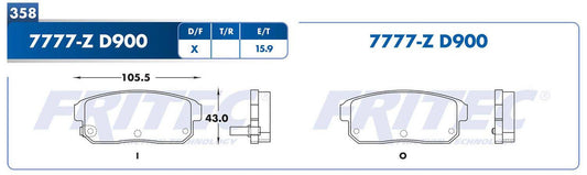 M-7777-Z BALATAS (7777-D900) R.T. TRUCK G20 2002-2002 INFINITI I35 2002-2004 NISSAN MAXIMA 2002-2003 NISSAN SENTRA 20 GENERAL MOTORS