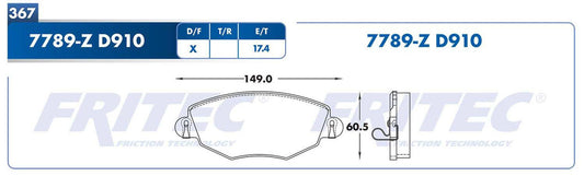 M-7789-Z BALATAS (7789-D910) R.D. MONDEO 2001-2007 JAGUAR X-TYPE 2002-2005 JAGUAR X-TYPE 2005-2008 FORD