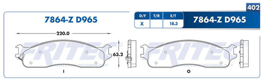 M-7864-Z BALATAS (7864-D965) R.D. TRUCK RAM 1500 EXTENDED CREW CAB 2006-2008 DODGE TRUCK RAM 2500 2003-2008 DODGE TRU DODGE