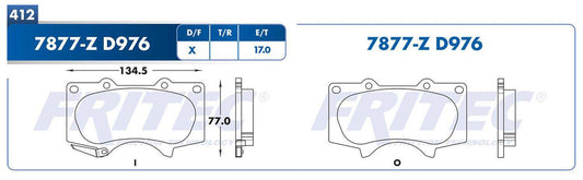 M-7877-Z BALATAS (7877-D976) R.D. TRUCK GX460 2013-2016 TOYOTA TRUCK 4RUNNER 2003-2016 TOYOTA TRUCK FJ CRUISER 2007-2 LEXUS