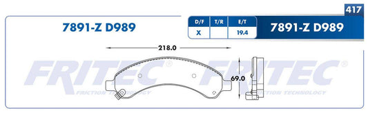 M-7891-Z BALATAS (7891-D989) R.T. TRUCK EXPRESS 1500 2003-2008 CHEVROLET TRUCK EXPRESS 3500 2003-2013 GMC TRUCK SAVAN GENERAL MOTORS