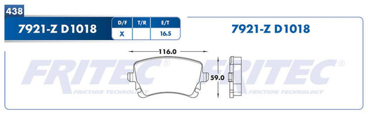 M-7921-Z BALATAS (7921-D1018) R.T. TRUCK EUROVAN 2006-2009 VOLKSWAGEN TRUCK TRANSPORTER 2010-2019 VOLKSWAGEN