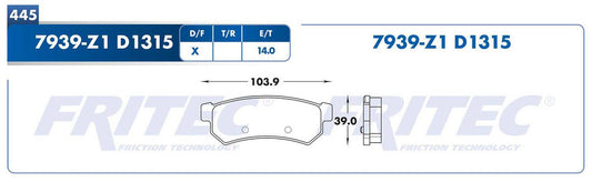 M-7939-Z1 BALATAS (7939-D1315) R.T. OPTRA 2006-2010 GENERAL MOTORS