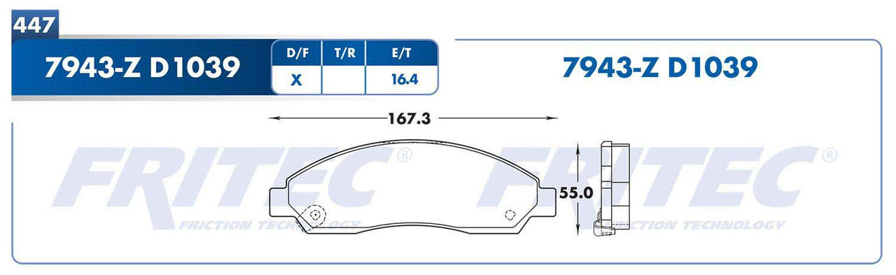 M-7943-Z BALATAS (7943-D1039) R.D. TRUCK COLORADO 2004-2009 GMC TRUCK CANYON 2004-2008 ISUZU TRUCK I-280 2006-2006 I- GENERAL MOTORS