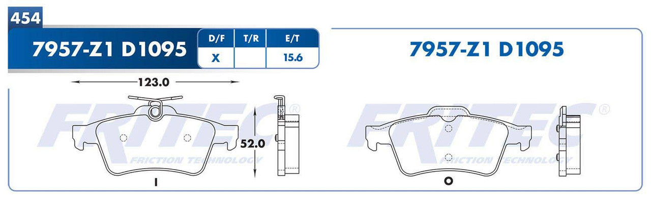 M-7957-Z1 BALATAS (7957-D1095) R.T. 3 2004-2005 FORD FOCUS 2012-2016 FORD FOCUS SPORT 2007-2010 FORD TRUCK ESCAPE 2.0L MAZDA