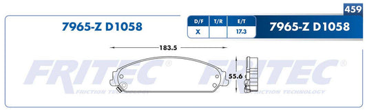 M-7965-Z BALATAS (7965-D1058) R.D. 200 2013-2013 CHRYSLER 300 2005-2014 CHRYSLER MAGNUM 2005-2008 DODGE AVENGER 2013- CHRYSLER