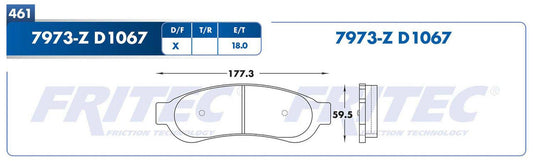 M-7973-Z BALATAS (7973-D1067) R.T. TRUCK F-350 SUPER DUTY 2005-2007 FORD TRUCK LOBO 2006-2008 FORD TRUCK LOBO HARLEY FORD