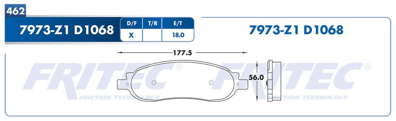 M-7973-Z1 BALATAS (7973-D1068) R.T. TRUCK F200 2005-2006 FORD TRUCK F-250 SUPER DUTY 2005-2008 FORD TRUCK F-350 SUPER FORD