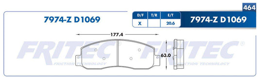 M-7974-Z BALATAS (7974-D1069) R.D. TRUCK F200 2005-2006 FORD TRUCK F-250 SUPER DUTY 2005-2008 FORD TRUCK F-350 SUPER FORD