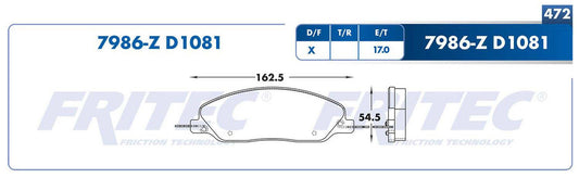 M-7986-Z BALATAS (7986-D1081) R.D. MUSTANG 2005-2011 FORD