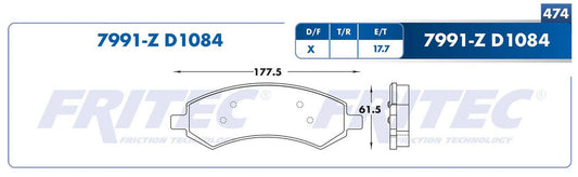 M-7991-Z BALATAS (7991-D1084) R.D. ASPEN 2007-2009 DODGE DAKOTA 2005-2012 DURANGO 2007-2009 RAM 1500 2006-2020 CHRYSLER