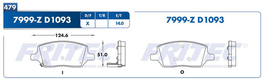 M-7999-Z BALATAS (7999-D1093) R.T. TRUCK TERRAZA 2005-2007 CHEVROLET TRUCK UPLANDER 2005-2009 PONTIAC TRUCK MONTANA 2 BUICK