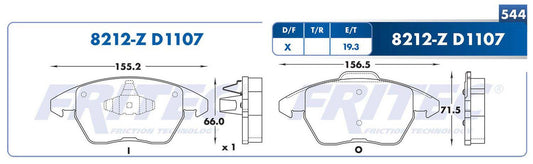 M-8212-Z BALATAS (8212-D1107) R.D. JETTA A6 BICENTENARIO 2010-2011 AUDI A1 2011-2013 AUDI A3 2006-2013 AUDI A3 QUATTR VOLKSWAGEN