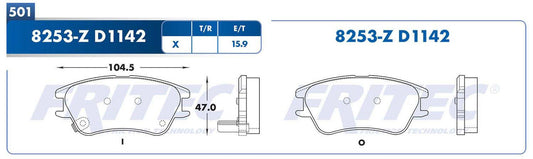 M-8253-Z BALATAS (8253-D1142) R.D. ATOS 2002-2012 DODGE