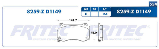 M-8259-Z BALATAS (8259-D1149) R.D. 300 2005-2006 CHRYSLER MAGNUM 2006-2006 DODGE CHARGER 2006-2006 DODGE CHARGER SXT CHRYSLER