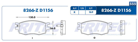 M-8266-Z BALATAS (8266-D1156) R.D. ATTITUDE 2006-2011 HYUNDAI ACCENT 2006-2011 KIA RIO 2006-2007 KIA RIO 2006-2011 JA DODGE