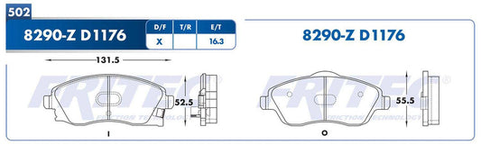 M-8290-Z BALATAS (8290-D1176) R.D. CORSA 2002-2008 CHEVROLET TRUCK TORNADO 2004-2012 GENERAL MOTORS