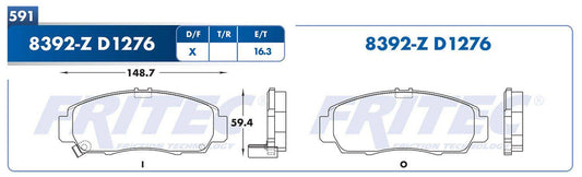 M-8392-Z BALATAS (8392-D1276) R.D. CIVIC 2006-2013 HONDA BR-V 2018-2021 HONDA