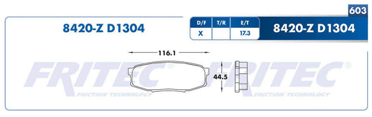 M-8420-Z BALATAS (8420-D1304) R.T. TRUCK LX570 2013-2016 TOYOTA TRUCK LAND CRUISER 2008-2020 TOYOTA TRUCK SEQUOIA 200 LEXUS