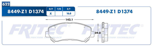 M-8449-Z1 BALATAS (8449-D1374) R.D. MAXIMA 2009-2020 NISSAN JUKE NISMO RS 2014-2017 NISSAN TRUCK ROGUE 2008-2014 NISSA NISSAN