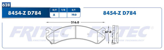 M-8454-Z BALATAS (8454-D784) R.D. DTS 2007-2011 CHEVROLET TRUCK EXPRESS 2500 2008-2015 CHEVROLET TRUCK EXPRESS 3500 2 CADILLAC