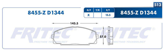 M-8455-Z BALATAS (8455-D1344) R.D. TRUCK HIACE 2006-2019 TOYOTA