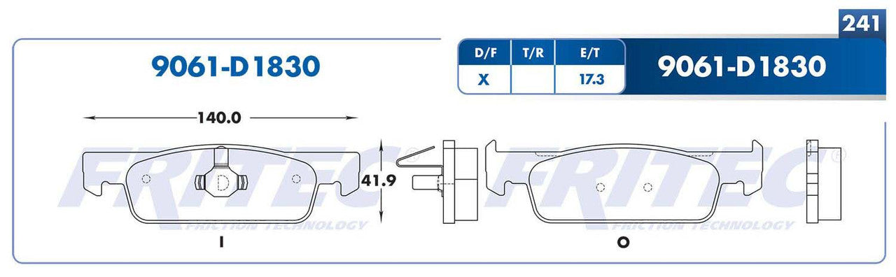 M-9061-Z PADS (9061-D1830) RD LOGAN 2015-2019 RENAULT