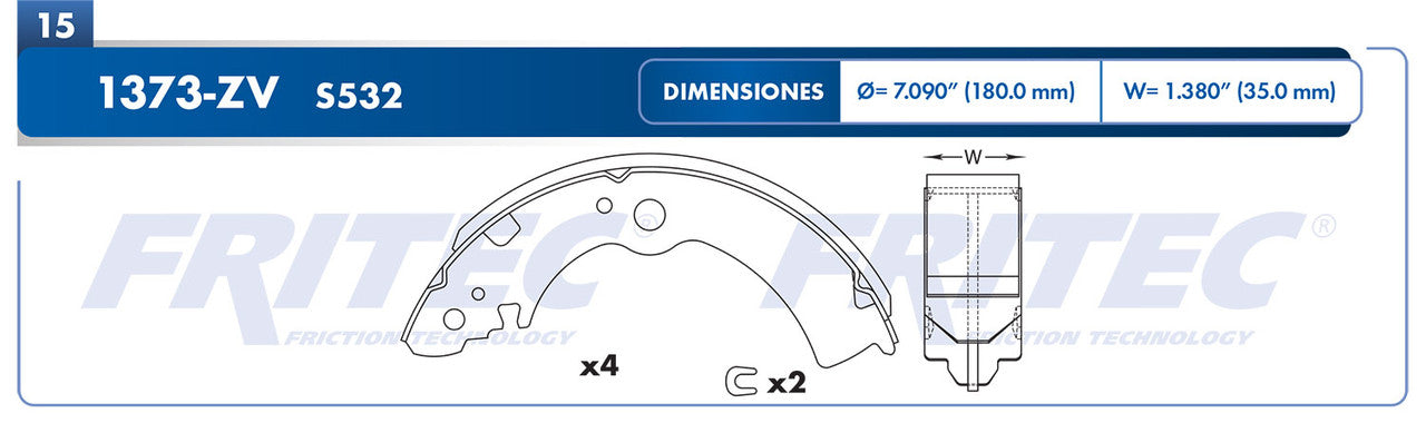 OW-1373-ZV BALATAS (1373-S532) PULSAR NX 1983-1984 SENTRA 1982-1983 TSURU I II 1885-1991 NINJA 1982-1984 SAMURAI 1984-1 NISSAN